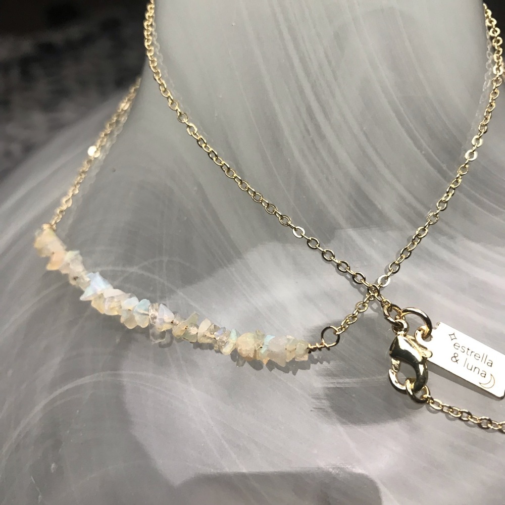 Raw Opal 14k Gold Plated Necklace